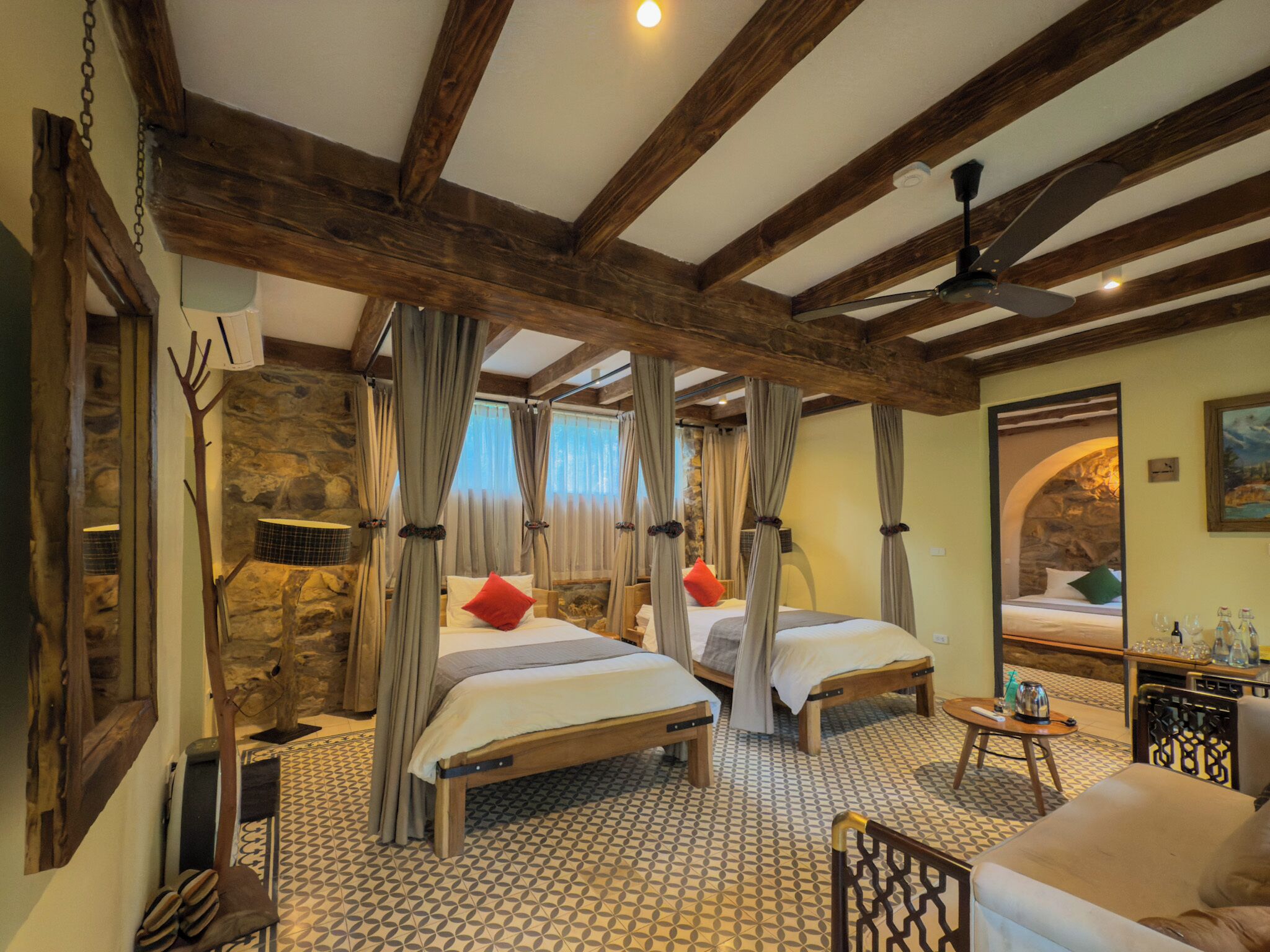 Family Suite, 2 Bedrooms, Patio, Pool View | In-room safe, blackout drapes