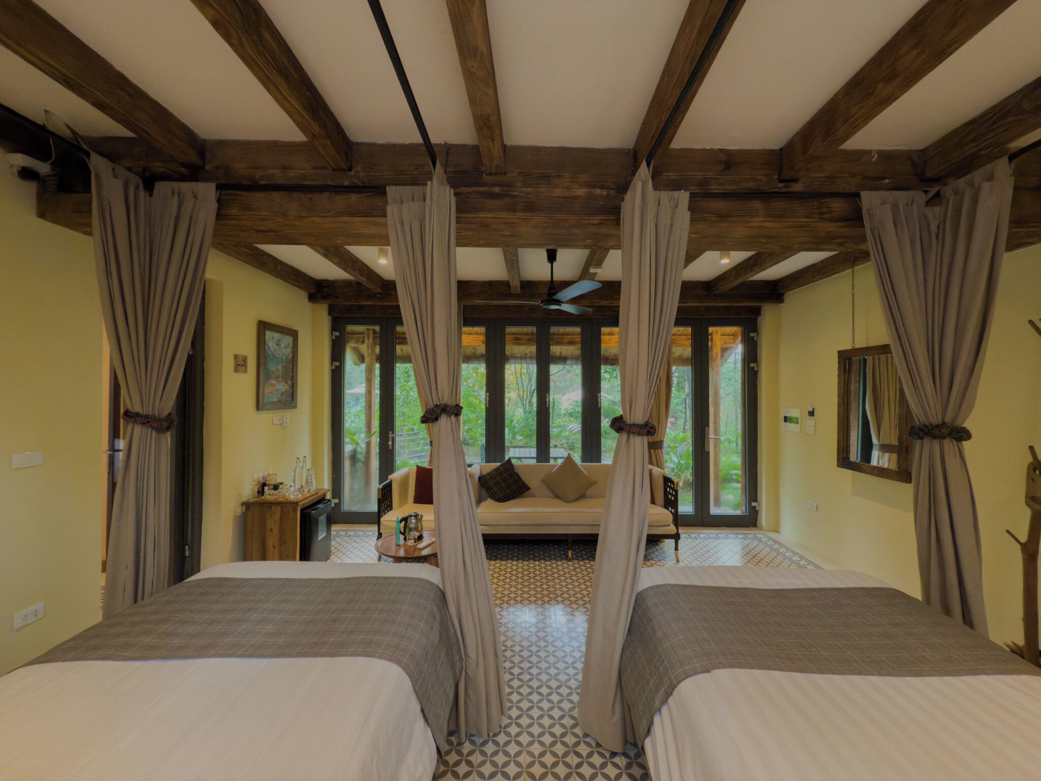 Family Suite, 2 Bedrooms, Patio, Pool View | In-room safe, blackout curtains