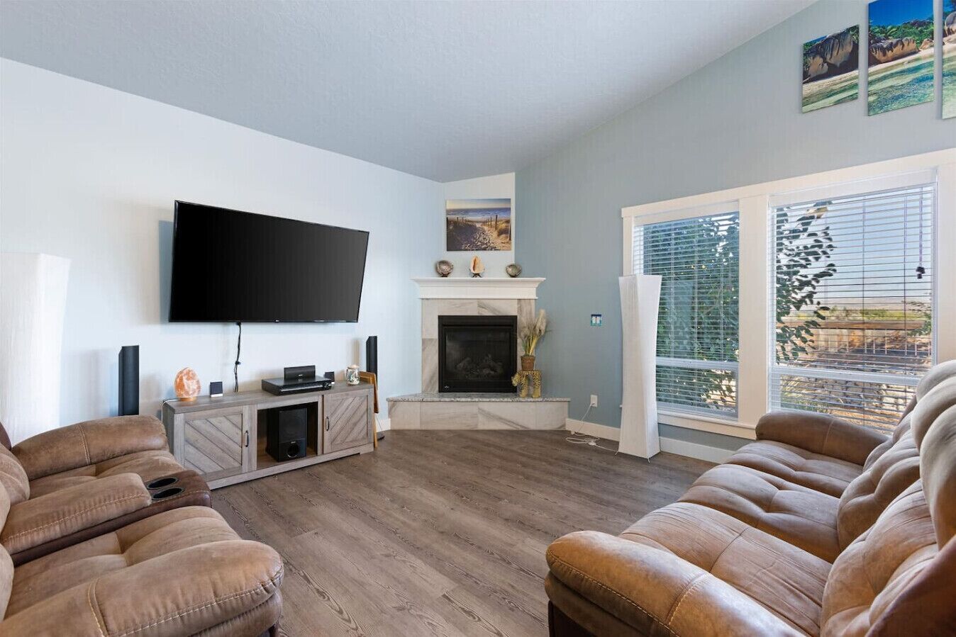 TV, fireplace, DVD player, books