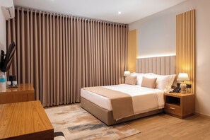 Phòng Deluxe | Bộ trải giường bằng vải Frette của Ý, bộ đồ giường cao cấp 