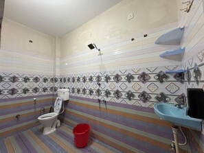Shower, bidet, towels, soap