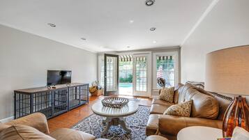 TV, caminetto, libri