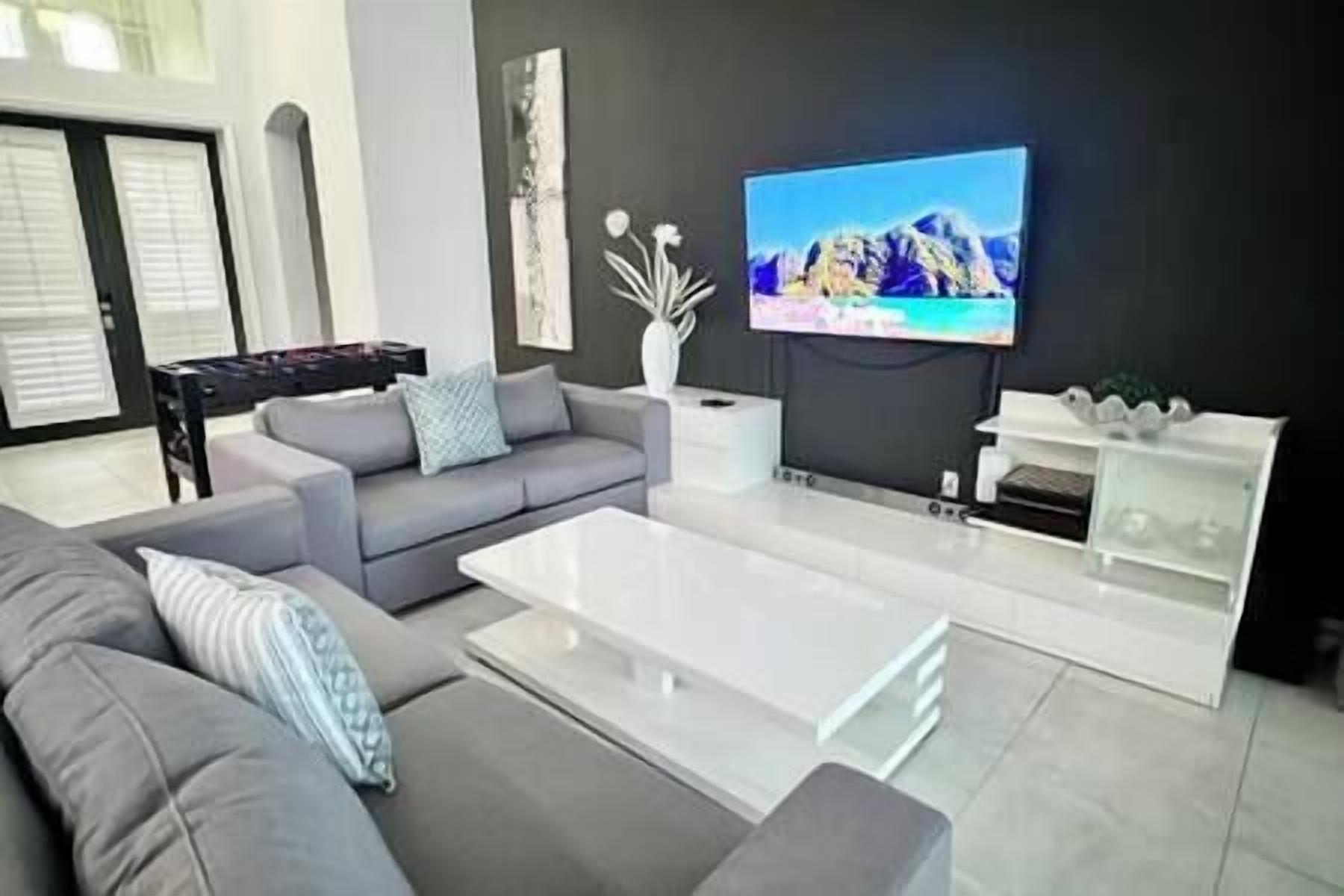 Smart TV, video games, table football, ping pong