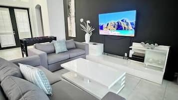 Smart TV, video games, table football, ping pong