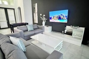 Smart TV, video games, table football, ping pong