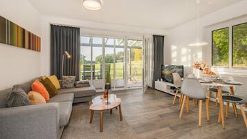 TV, fireplace, DVD player, stereo