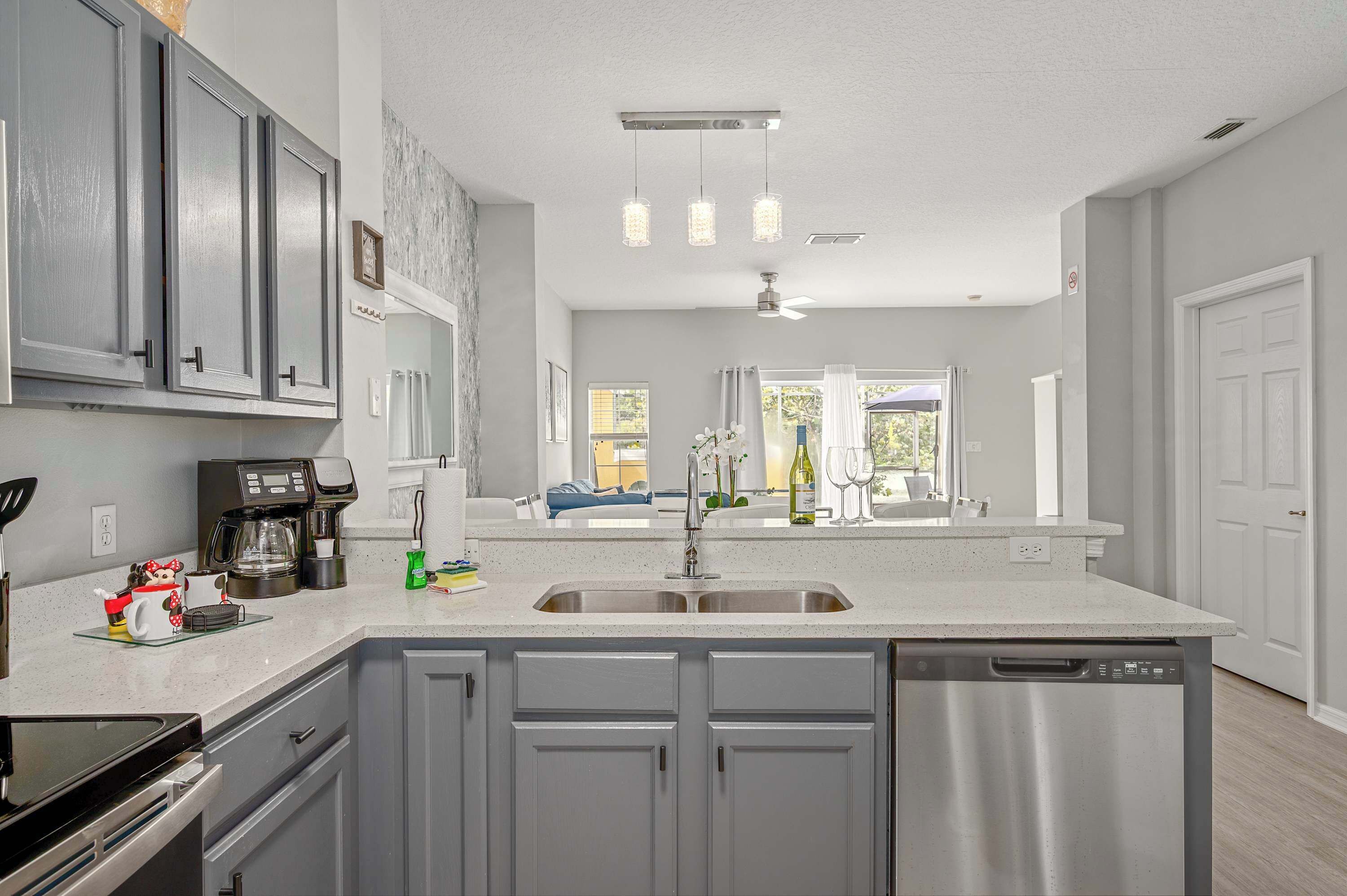 Fridge, microwave, oven, dishwasher