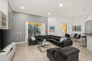 TV, offices - Spacious family home w/ heated pool and game room (Davenport)