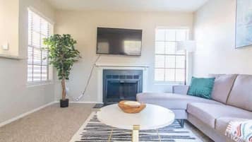 TV, fireplace, offices