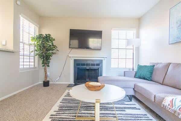 TV, fireplace, offices