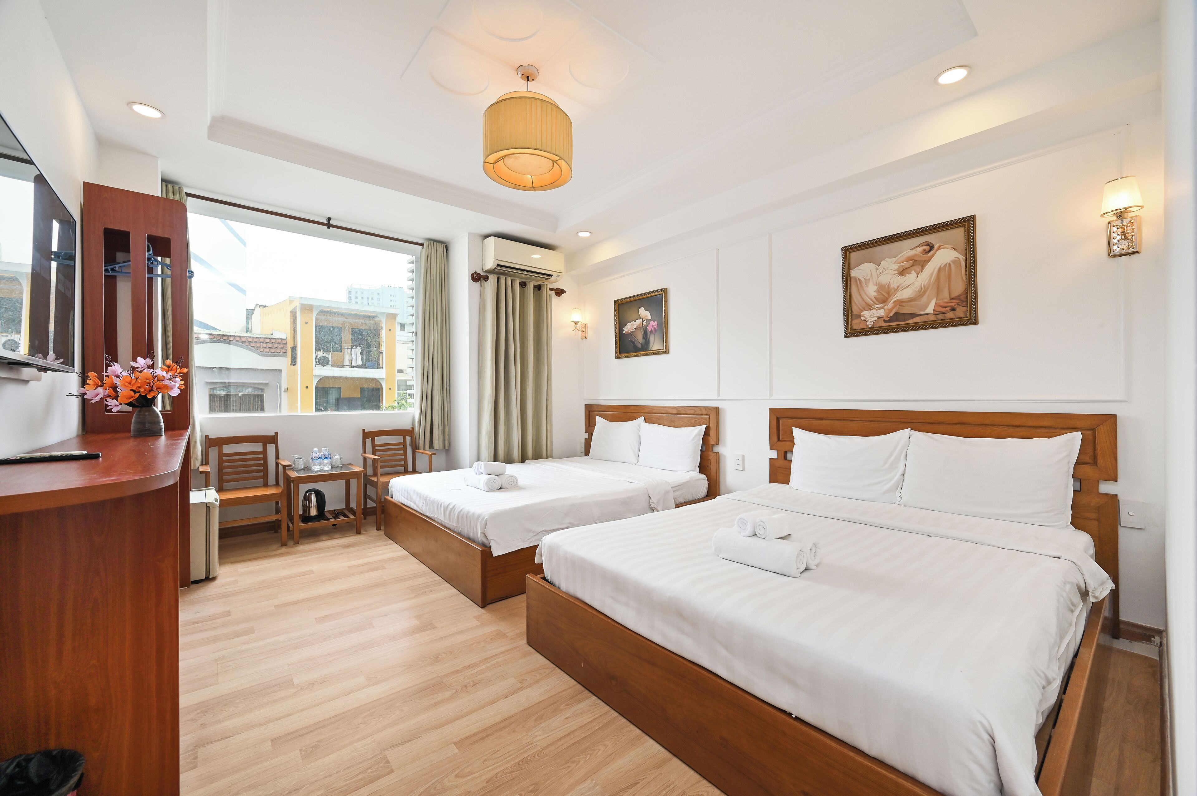 Family Double Room, 2 Queen Beds | Desk, free WiFi, bed sheets