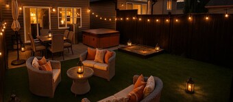 The Luxury Blue House | Hot Tub + Backyard Oasis