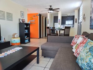 Living area - Ocean Front two bedroom apartment with AC through it , in Luquillo PR. (Luquillo)