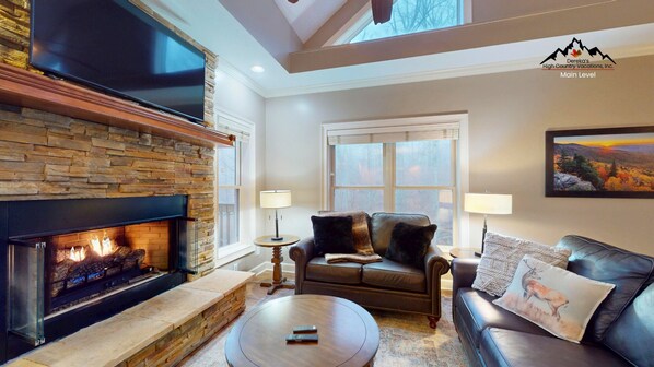 Smart TV, fireplace, foosball, table tennis