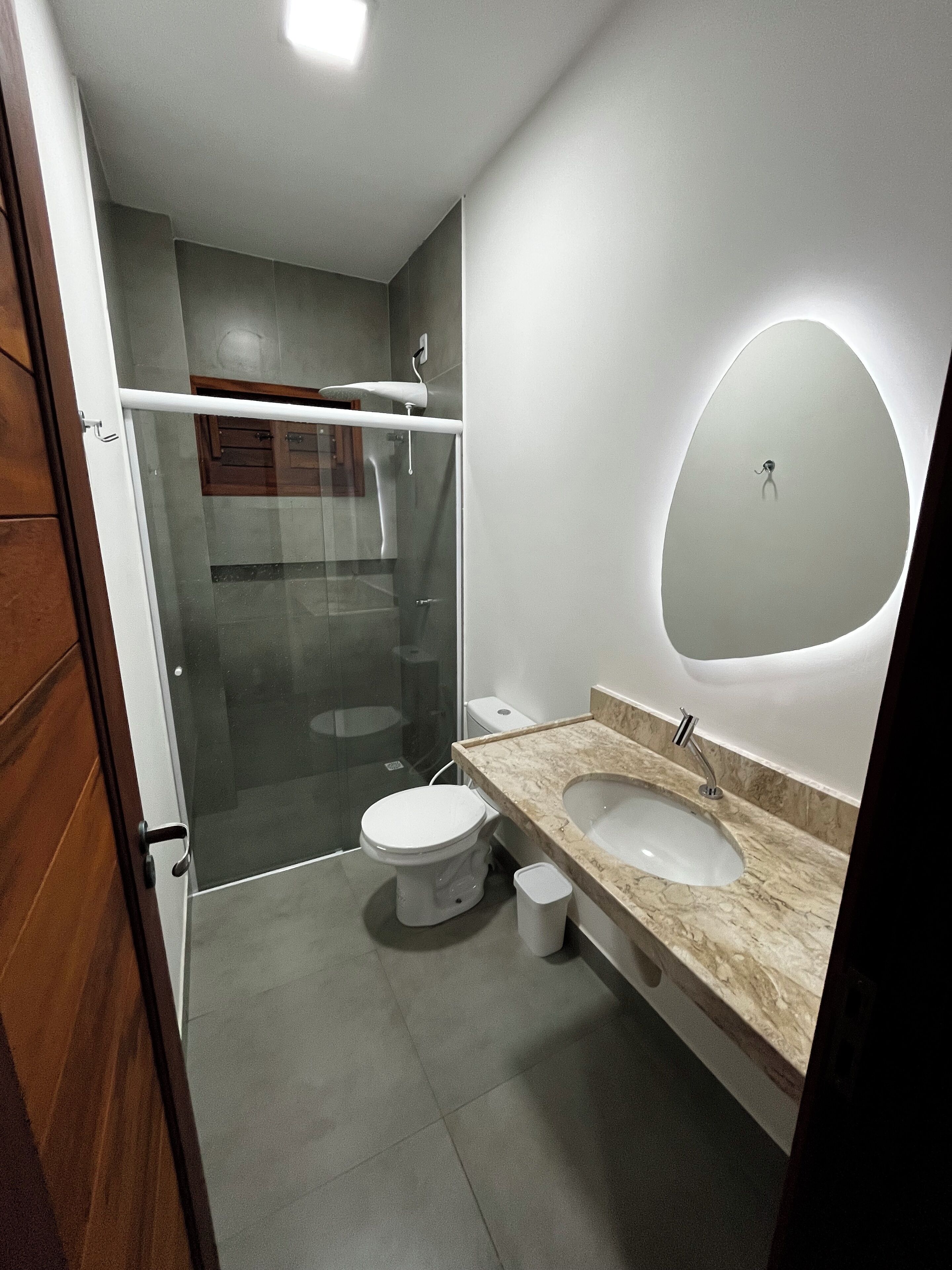 Shower, towels, toilet paper