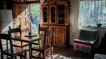 Family Cabin, Patio | Private kitchen | Fridge, microwave, cookware/dishes/utensils