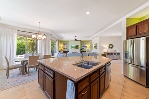 Fridge, microwave, oven, stovetop - Snowbird Oasis: Luxe 4-Bed Palm Springs Retreat with Pool, Views & Casita- (Palm Springs)