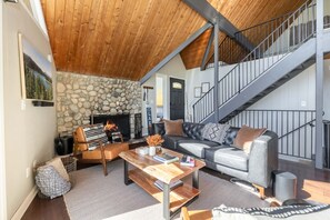 Télévision, cheminée, jeux vidéo, livres