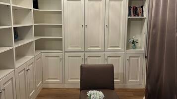 Desk, laptop workspace, iron/ironing board, free WiFi