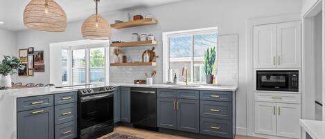 Microwave, oven, stovetop, dishwasher