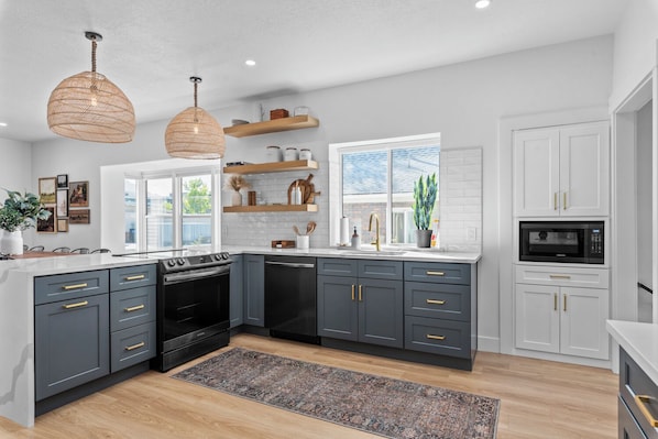 Microwave, oven, stovetop, dishwasher