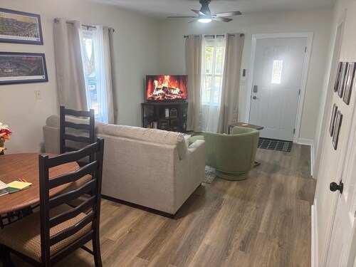 Close to KU & Mass, ample off street parking, fire pit and backyard