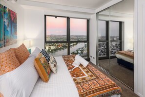 Apartamento design, vista para o rio | Roupas de cama de algodão egípcio, roupas de cama premium