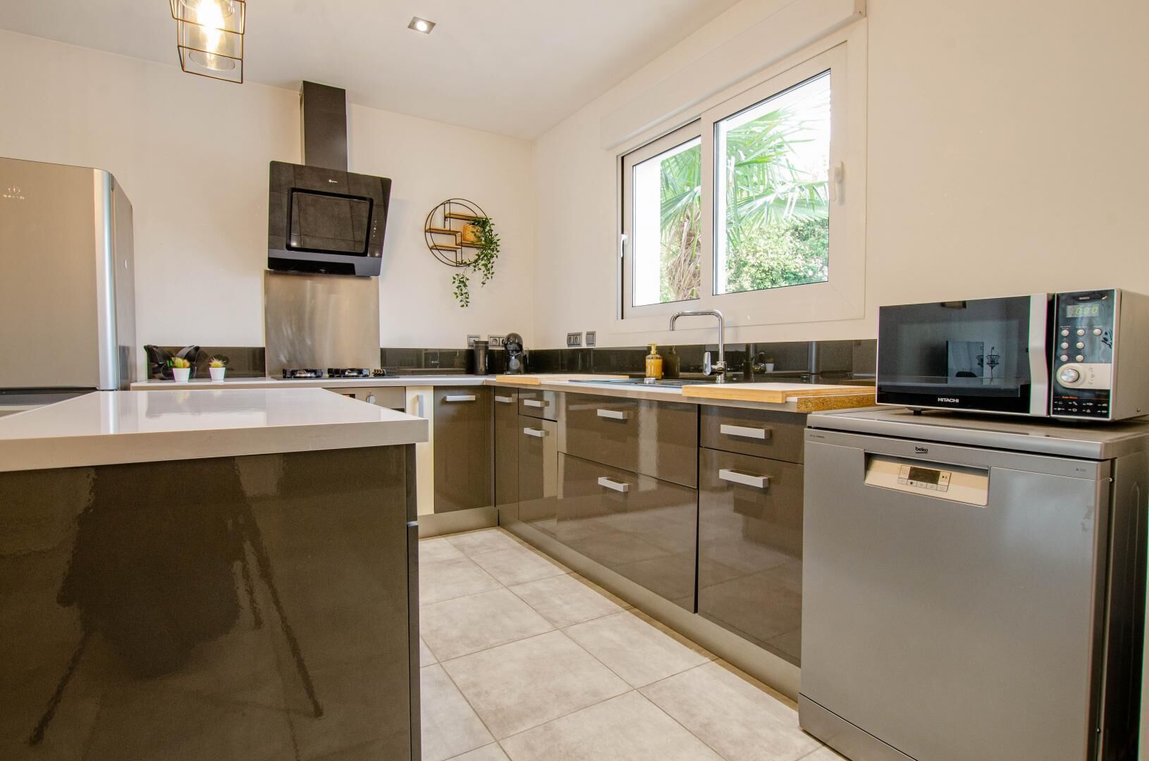 Microwave, dishwasher, high chair