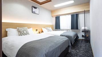 Desk, laptop workspace, blackout curtains, free WiFi