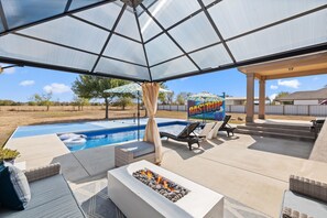 Outdoor pool - 5 BR King Size Beds Pickleball, Pool 25 mi to COTA (Bastrop)