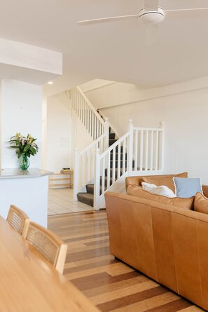 Living area - Beachfront Getaway with Views, Pool & Tennis Court (Newcastle East)