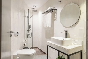 Economy Studio, Balcony | Bathroom - Grey l studio apartments Downtown Cairo Ouzonian House (Cairo)