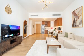 Exclusive Apartment, Balcony, Partial Sea View | Living room