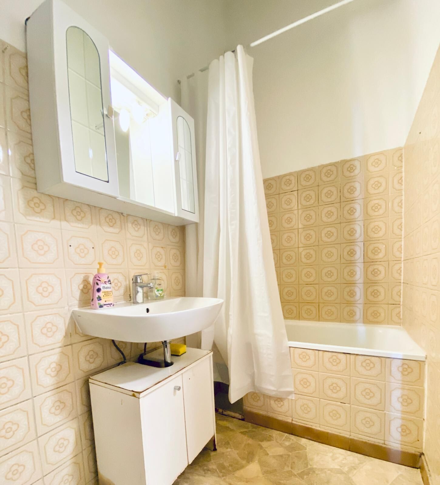 Basic Apartment | Bathroom | Combined shower/tub, free toiletries, hair dryer, towels