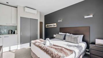 1 slaapkamer, een bureau, een strijkplank/strijkijzer, wifi