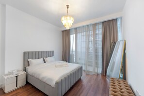 Deluxe Apartment, Balcony, Canal View | Iron/ironing board, free WiFi - Chic 1BR Canal View at Waves Tower (Dubai)