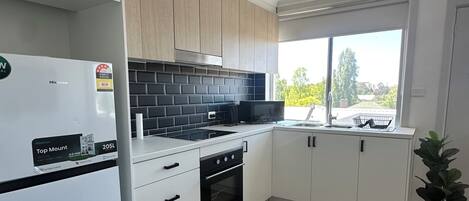 Microondas, horno y placa de cocina