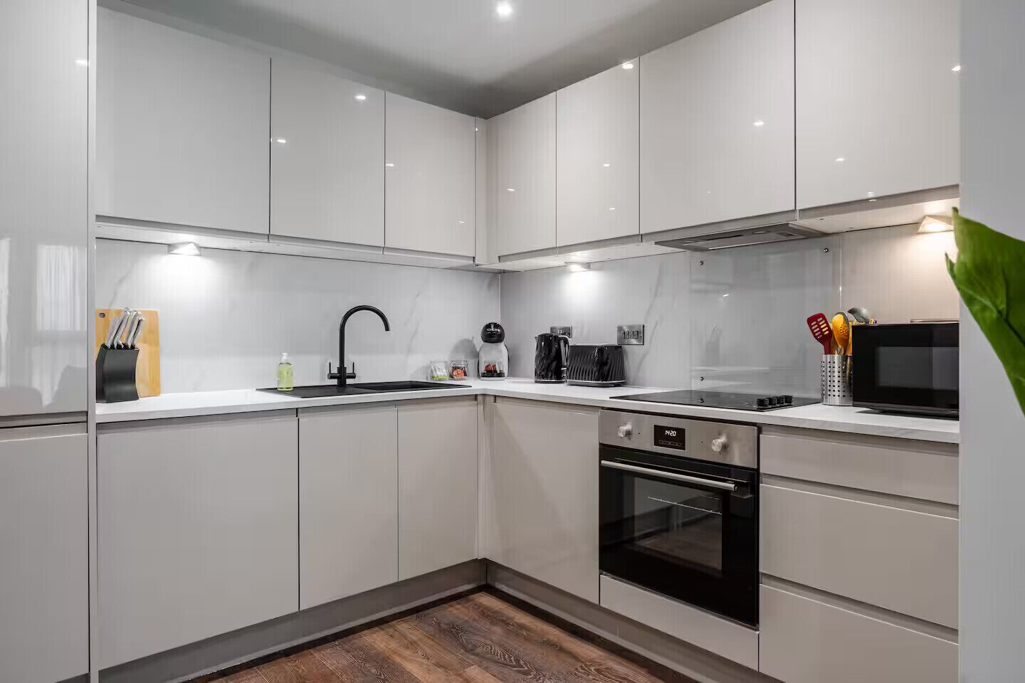 Fridge, microwave, oven, dishwasher