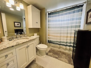 Hårføner, håndklær, såpe og toalettpapir