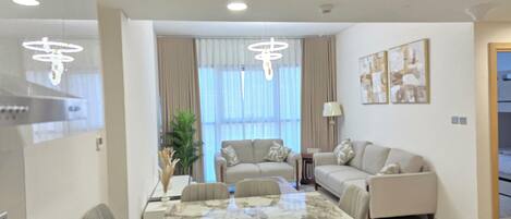 Luxury Apartment, Balcony, City View | Living area