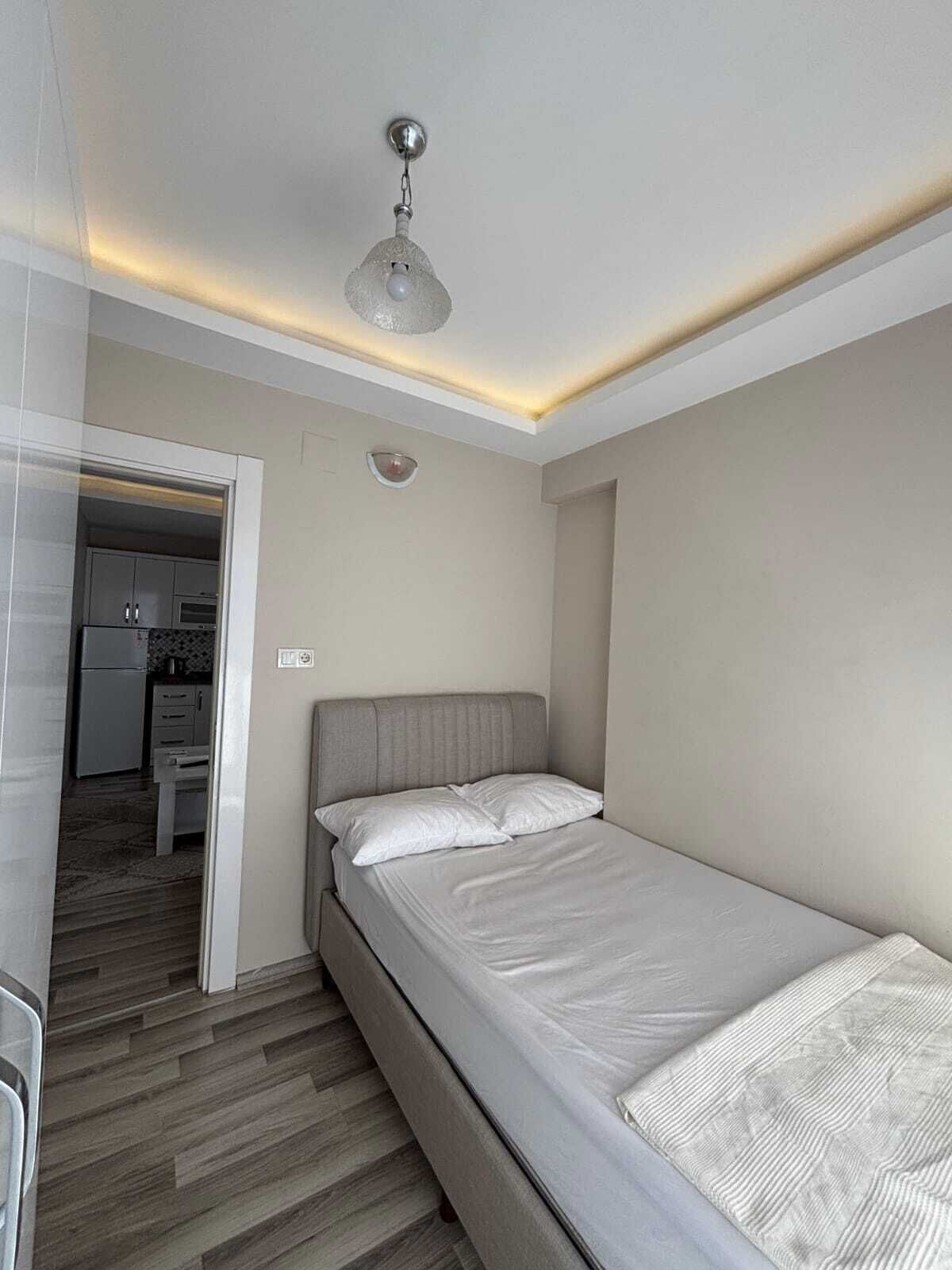 Desk, laptop workspace, blackout curtains, free WiFi