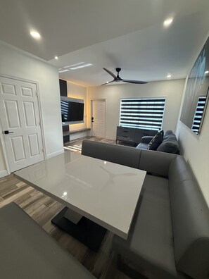 TV, fireplace