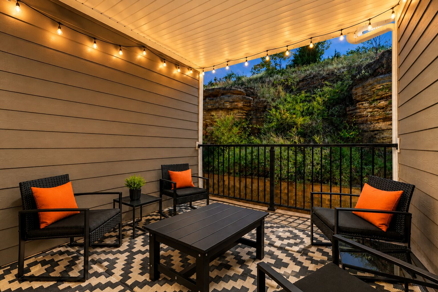 Outdoor patio is just outside the living space on the main level