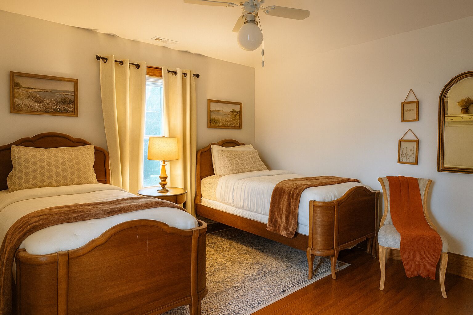 3 bedrooms, desk, iron/ironing board, travel crib