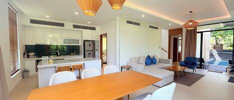 Luxury Villa, 3 Bedrooms, Private Pool | Living area | 65-inch flat-screen TV with cable channels