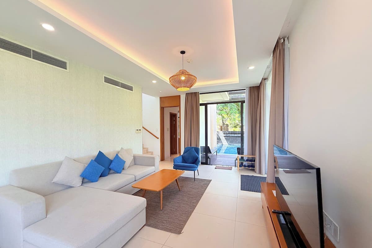 Luxury Villa, 3 Bedrooms, Private Pool | Living area | 65-inch flat-screen TV with cable channels