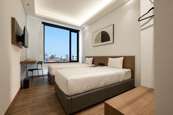 Desk, blackout curtains, iron/ironing board, free WiFi