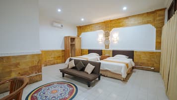 Deluxe Twin Room, Poolside | Desk, laptop workspace, free WiFi