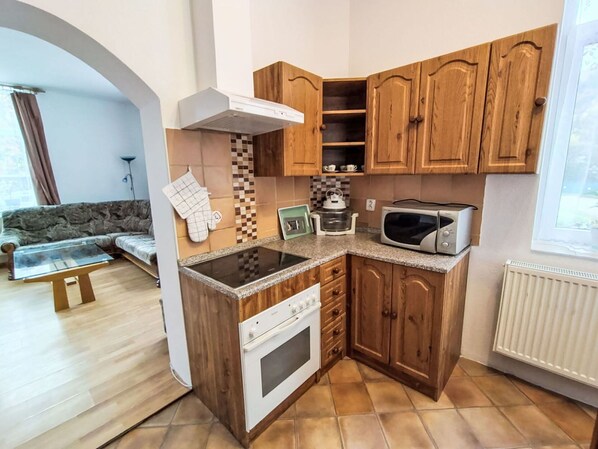 Microwave, oven, dishwasher, high chair - Lovely apartment in villa for 2 guests with pool, WIFI and TV (Železný Brod)