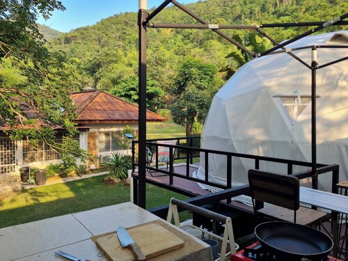 A Dome at Kids Treehouses and Outdoor bathrooms
